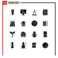 Universal Icon Symbols Group of 16 Modern Solid Glyphs of construction xmas installation greeting card Editable Vector Design Elements