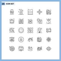 Mobile Interface Line Set of 25 Pictograms of coffee truck design shipping delivery Editable Vector Design Elements
