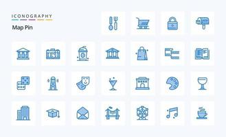 25 Map Pin Blue icon pack vector
