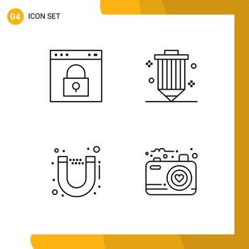 Concepto de 4 líneas para sitios web móviles y aplicaciones, diseño de páginas de programación del navegador, elementos de diseño vectorial editables optimizados vector