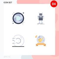 Pack of 4 Modern Flat Icons Signs and Symbols for Web Print Media such as camera fitness robot bot health Editable Vector Design Elements