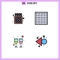 User Interface Pack of 4 Basic Filledline Flat Colors of camping wine box weather left Editable Vector Design Elements