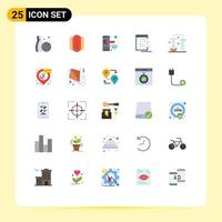 Universal Icon Symbols Group of 25 Modern Flat Colors of science lab chemical science lock record network Editable Vector Design Elements