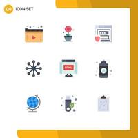 User Interface Pack of 9 Basic Flat Colors of internet find protection code server Editable Vector Design Elements