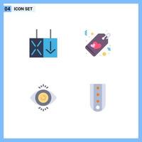 Pack of 4 Modern Flat Icons Signs and Symbols for Web Print Media such as light science heart tag insignia Editable Vector Design Elements