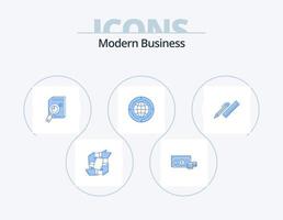 Modern Business Blue Icon Pack 5 Icon Design. graph. chart. finance. analytics. analysis vector