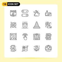 Modern Set of 16 Outlines Pictograph of justice feminism money equality hot Editable Vector Design Elements
