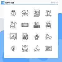 Group of 16 Outlines Signs and Symbols for chemistry left data arrow user Editable Vector Design Elements