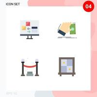 Mobile Interface Flat Icon Set of 4 Pictograms of app dollar develop hand night Editable Vector Design Elements