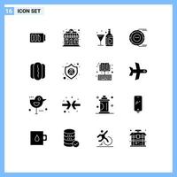 Set of 16 Modern UI Icons Symbols Signs for resource diagram drink analysis glass Editable Vector Design Elements