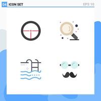 Pack of 4 creative Flat Icons of army pool soldier search swimming Editable Vector Design Elements