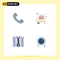 Modern Set of 4 Flat Icons and symbols such as call wrench telephone management repair Editable Vector Design Elements