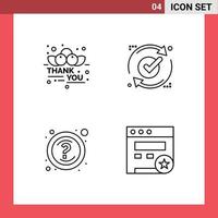 Pack of 4 Modern Filledline Flat Colors Signs and Symbols for Web Print Media such as cherry help thanksgiving good questions Editable Vector Design Elements