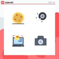 Pack of 4 Modern Flat Icons Signs and Symbols for Web Print Media such as fast food photo sperms report 5 Editable Vector Design Elements