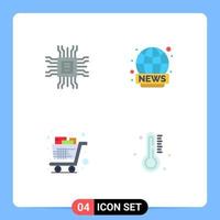 4 Universal Flat Icon Signs Symbols of book full technology live shopping Editable Vector Design Elements