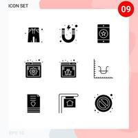 Modern Set of 9 Solid Glyphs Pictograph of web option cellphone online phone Editable Vector Design Elements