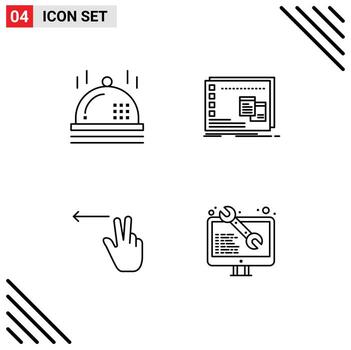 User Interface Pack of 4 Basic Filledline Flat Colors of celebration gesture window os coding Editable Vector Design Elements