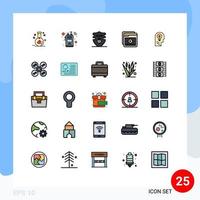 Set of 25 Modern UI Icons Symbols Signs for online education data learning tutorials Editable Vector Design Elements