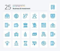 Business And Investment 25 Blue Color icon pack including connection. dollar. man chat. interface. flag vector