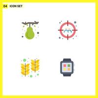 User Interface Pack of 4 Basic Flat Icons of autumn holi pear target wheat Editable Vector Design Elements