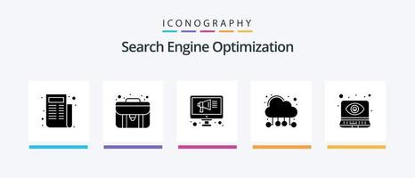 Seo Glyph 5 Icon Pack Including . monitoring eye. digital. monitoring. computing. Creative Icons Design vector