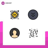 Set of 4 Modern UI Icons Symbols Signs for discount man target down user Editable Vector Design Elements