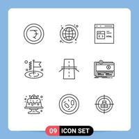 Outline Pack of 9 Universal Symbols of grid construction develop bridge flag Editable Vector Design Elements