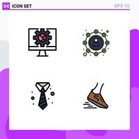 User Interface Pack of 4 Basic Filledline Flat Colors of computer suit setting marketing clothing Editable Vector Design Elements