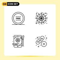 User Interface Pack of 4 Basic Filledline Flat Colors of ecommerce app line spider gear Editable Vector Design Elements