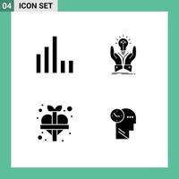 User Interface Pack of 4 Basic Solid Glyphs of connection love idea share add Editable Vector Design Elements