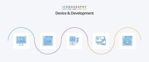 paquete de iconos azul 5 de dispositivo y desarrollo que incluye web. navegador. música. educación. monitor vector