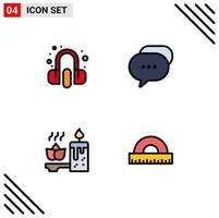 Modern Set of 4 Filledline Flat Colors Pictograph of customer candle earphone messages spa Editable Vector Design Elements