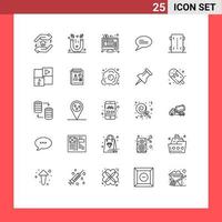 Set of 25 Modern UI Icons Symbols Signs for wheels skate skateboard internet skate conversation Editable Vector Design Elements