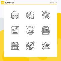 Editable Vector Line Pack of 9 Simple Outlines of glass file seo right copyright Editable Vector Design Elements