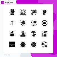 16 Solid Glyph concept for Websites Mobile and Apps holidays head briefcase award mind Editable Vector Design Elements