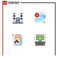 4 Flat Icon concept for Websites Mobile and Apps celebration coffee spectator clock sugar bowl Editable Vector Design Elements