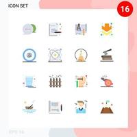 Modern Set of 16 Flat Colors Pictograph of email full architecture down plan Editable Pack of Creative Vector Design Elements