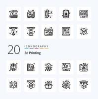 20 3d Printing Line icon Pack like 3d modeling scanner printing vector