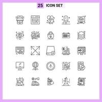 Modern Set of 25 Lines Pictograph of sweet ice ecommerce dessert party Editable Vector Design Elements