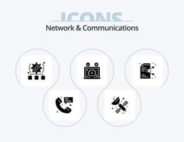 Network And Communications Glyph Icon Pack 5 Icon Design. website. performance. science. dashboard. server vector