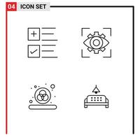Group of 4 Modern Filledline Flat Colors Set for text color business imagination rgb Editable Vector Design Elements