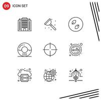 Outline Pack of 9 Universal Symbols of fitness food ecology drinks cooking Editable Vector Design Elements