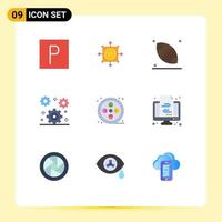 Set of 9 Modern UI Icons Symbols Signs for arts real rugby setting gear Editable Vector Design Elements