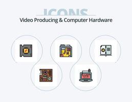 producción de video y diseño de íconos llenos de línea de hardware de computadora paquete de íconos 5. conexión. microprocesador ratón. procesador. UPC vector