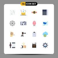 conjunto de 16 iconos de interfaz de usuario modernos signos de símbolos para copos de nieve diseño de interfaz de escarcha paquete editable estrella de elementos creativos de diseño de vectores