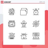 Outline Pack of 9 Universal Symbols of business tablet watch graphic time Editable Vector Design Elements