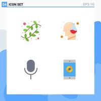 Set of 4 Commercial Flat Icons pack for buds mic nature innovation basic Editable Vector Design Elements