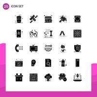 25 Universal Solid Glyphs Set for Web and Mobile Applications phone contacts business brush arts Editable Vector Design Elements