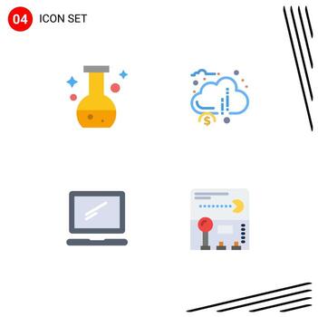 Universal Icon Symbols Group of 4 Modern Flat Icons of tube computer test donation device Editable Vector Design Elements