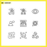 9 Universal Outlines Set for Web and Mobile Applications focus module view device analog Editable Vector Design Elements